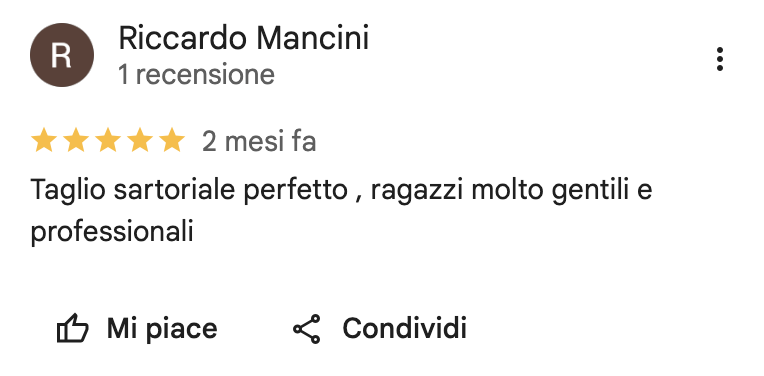 Recensione Google di Riccardo Mancini su Kapital Barberia Sartoriale